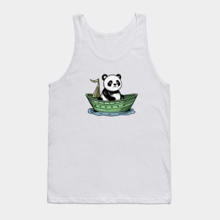 Cute Panda Driving Small Boat Ship Tank Top